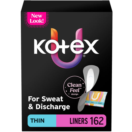 Kotex Daily Wrapped Liners, Light Absorbency, Thin, 162 Count (Packaging May Vary)