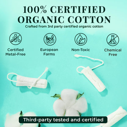 Tampon Tribe Super Plus Organic Tampons for Women | 72 Non-Toxic Tampons | Natural 100% Organic Cotton, Hypoallergenic, Metal and Chemical Free with Biodegradable Applicator | (72 Count - Super +)