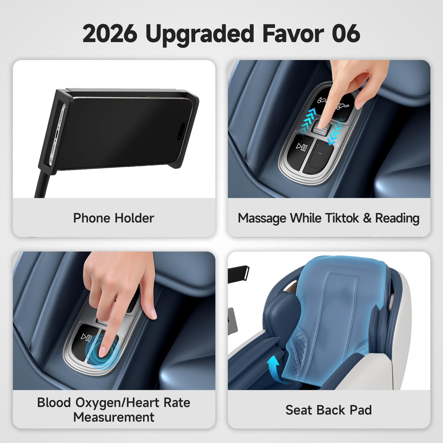 Real Relax 2026 Massage Chair Full Body, Zero Gravity SL-Track Massage Recliner with Added Phone Controller and Holder, Pause Button,Upgraded LCD Screen，APP Control and Child Lock, Favor-06, Blue