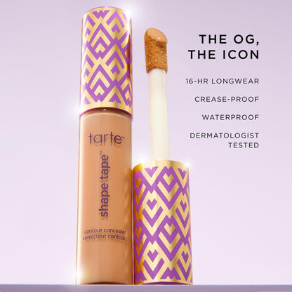 tarte shape tape concealer & brush – Instant Full Coverage for Under Eye, Dark Circles, Fine Lines, Redness & Discoloration, Dermatologist-Tested, Vegan, Cruelty Free