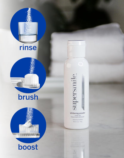 Supersmile Triple-Use Whitening Powder, 2 oz – Rinse, Brush, & Boost for Clinically Proven Whiter Teeth