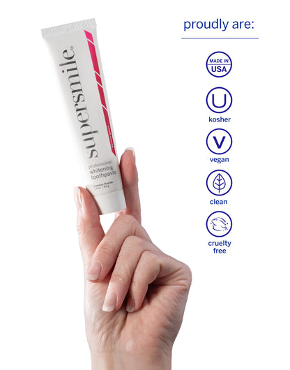 Supersmile Peppy Mint Teeth Whitening Toothpaste Set, Complete 5-Piece Travel Set with 3 Toothpastes, 1 Accelerator & 1 Toothbrush, Whitening Toothpaste Kit, Whitens up to 6 shades.