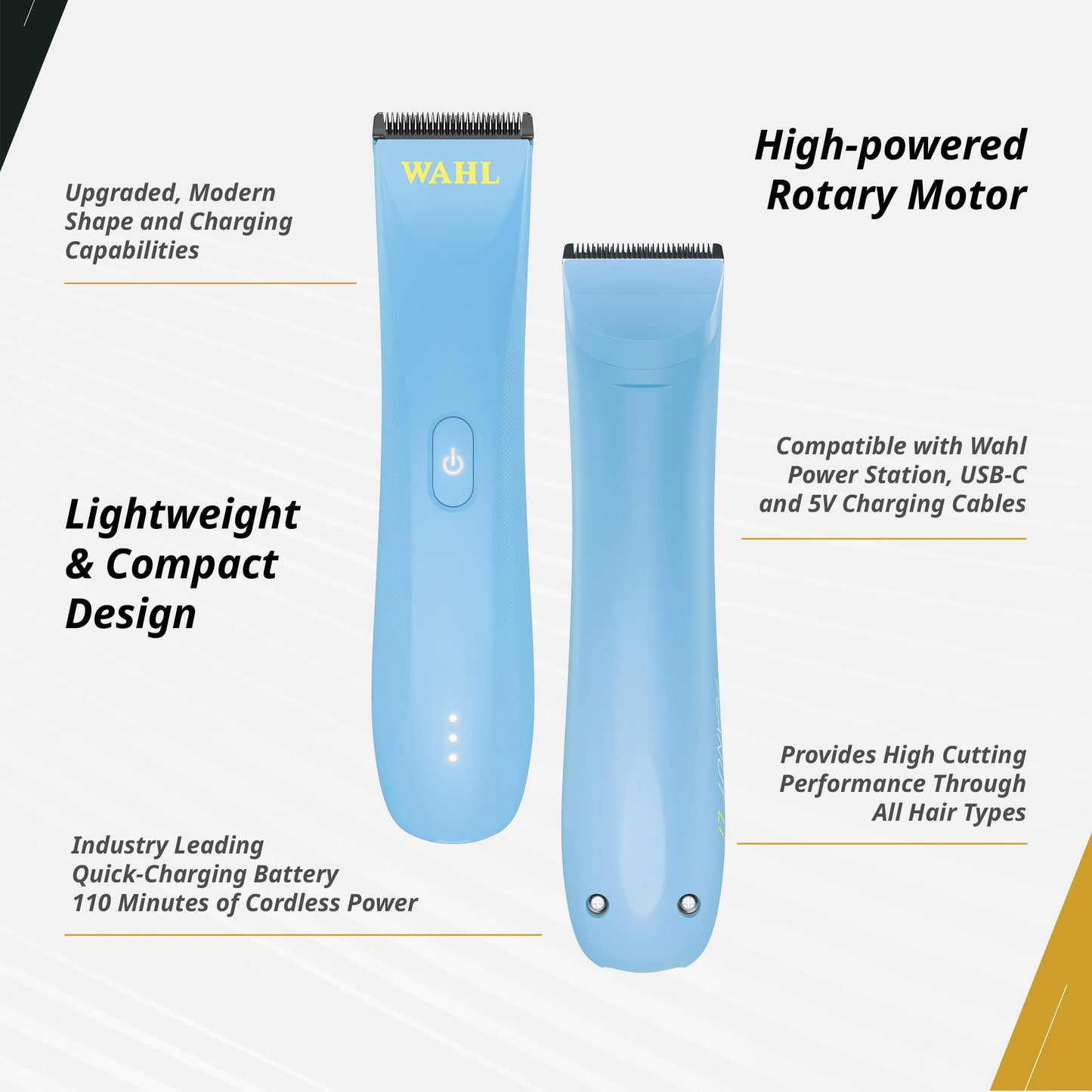 Wahl Professional Peanut Li Cordless Trimmer, Lightweight & Compact, High-Powered Rotary Motor, USB-C Quick Charge, Blue