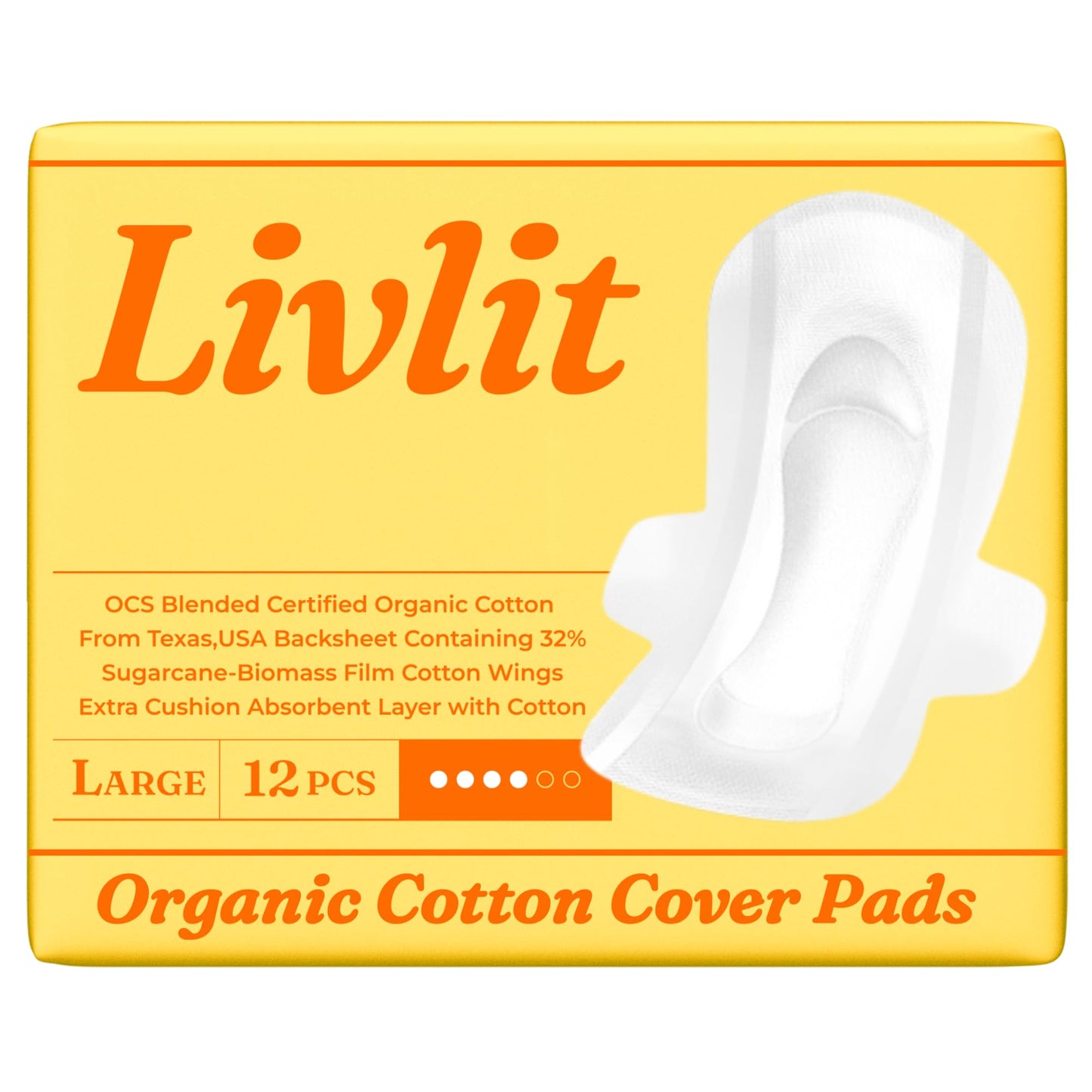 Livlit Organic Cotton Sanitary Pad Bundle – Regular Pads 14pcs + Large Pads 12pcs, Chlorine Free, Unscented, Ultra Absorbent Period Care