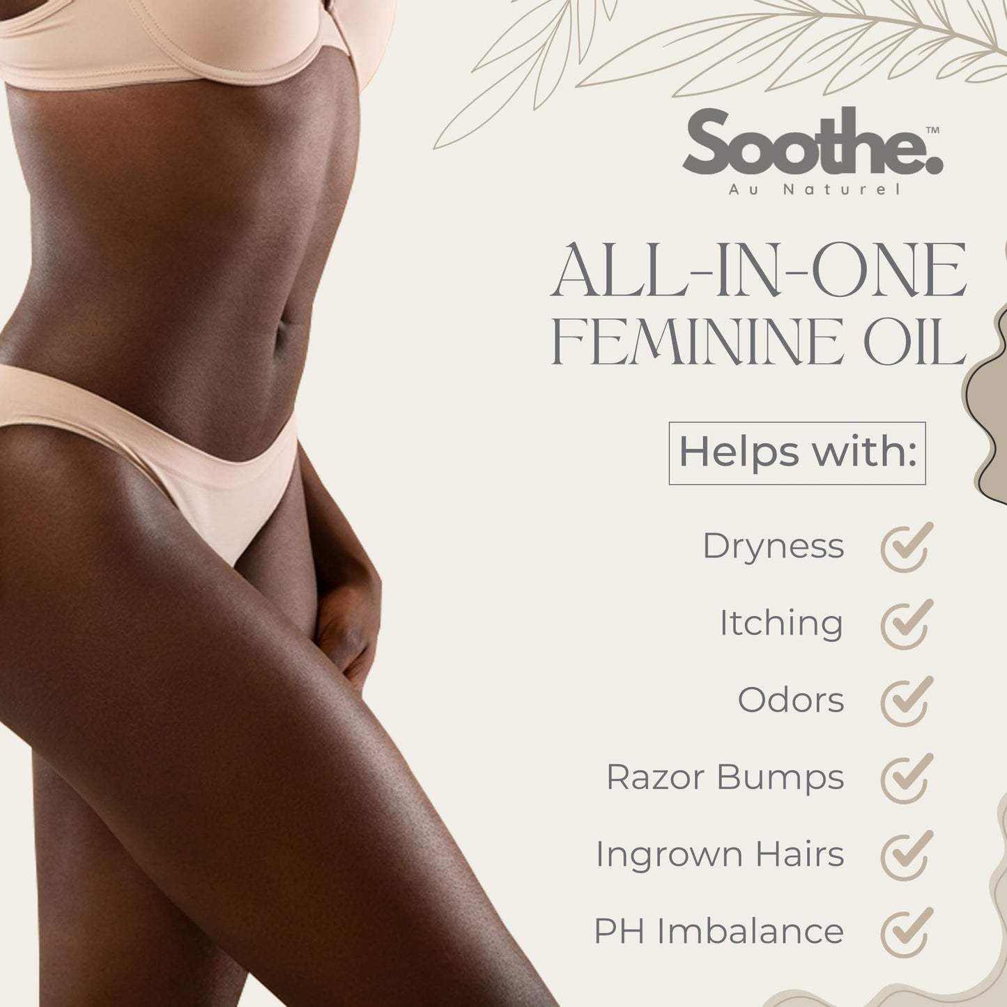 Feminine Oil for Private Parts & Sensitive Skin, Daily Feminine Care with Rose, Jojoba, & Sweet Almond Oils, pH Wash for Women, 50ml