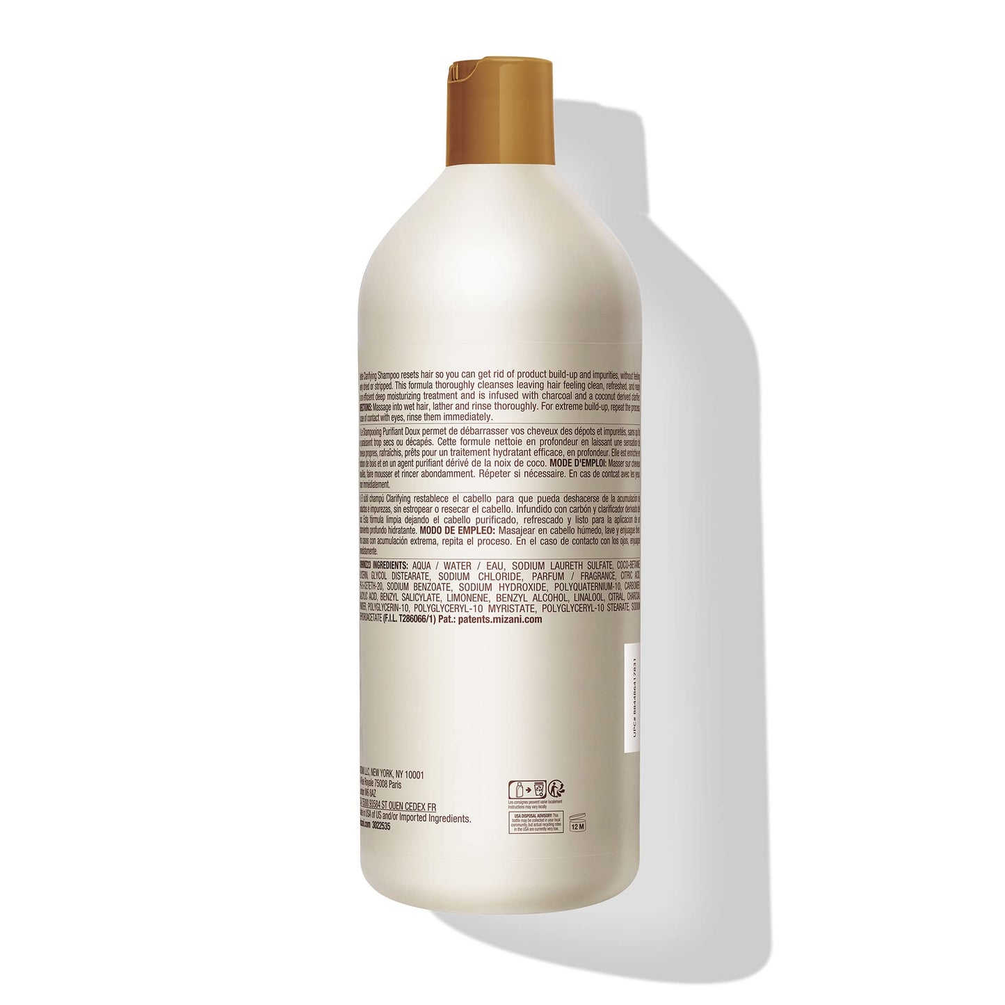 Mizani Moisture Fusion Gentle Clarifying Shampoo - Cleanses Hair to Remove Buildup, With Charcoal, For Curly Hair