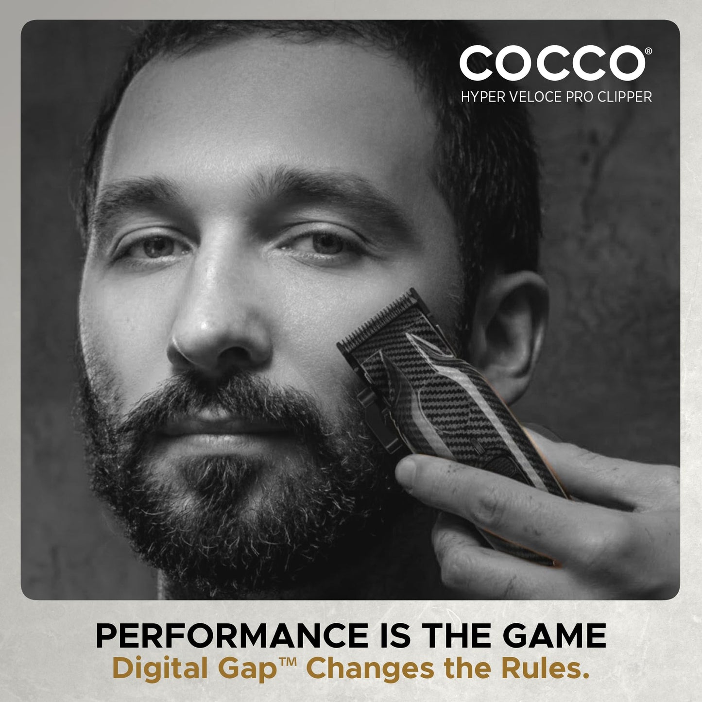 Cocco Hyper Veloce Pro Clipper, Digital Gap Ambassador Graphene Taper Blade Professional Hair Clippers, High-Torque BLDC Motor, All-Metal, Cordless, Charging Station Included (Carbon Fiber)