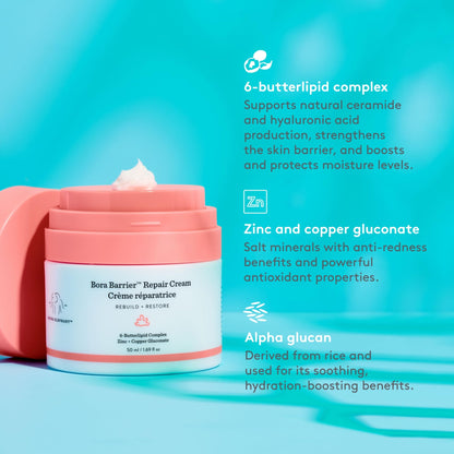 Drunk Elephant Bora Barrier Repair Cream - Ultra-Rich Moisturizer - Clean Clinical Skincare - Cruelty-Free - Dermatologist-Tested - Free of Essential Oils, Silicones, and Fragrance