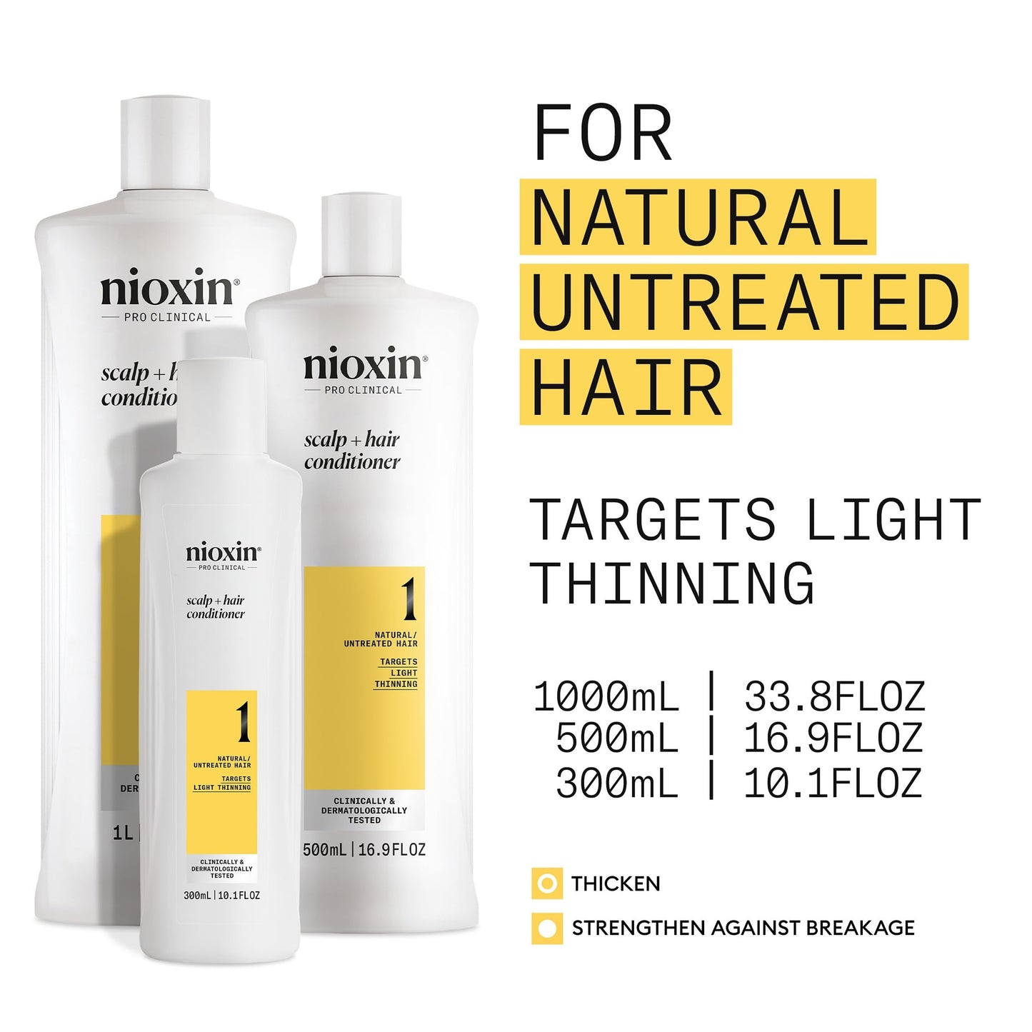 Nioxin System 1 Scalp + Hair Thickening Conditioner for Natural Hair with Light Thinning | Strengthen Against Breakage with Niacinamide & Biotin | Refreshed Scalp with Healthy Shine