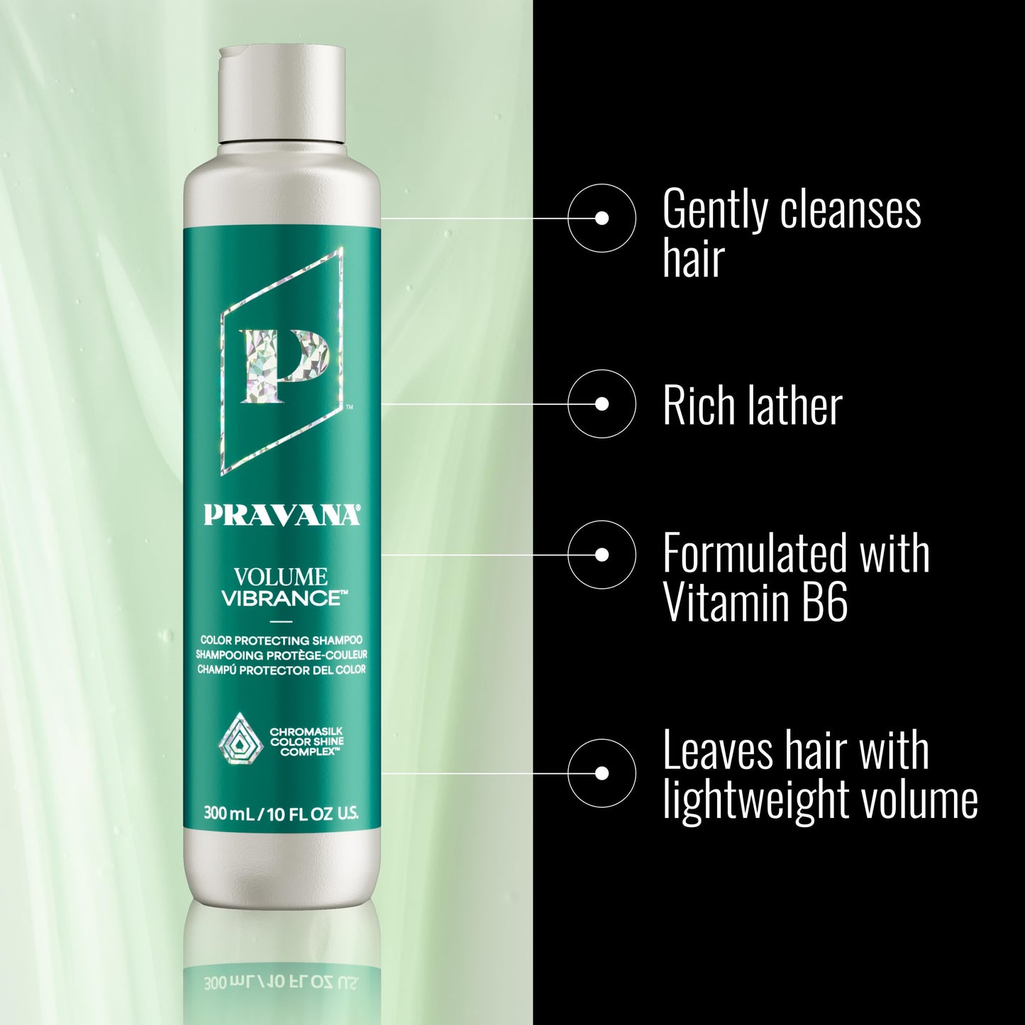 Pravana Volume Vibrance Shampoo | Adds Lightweight Volume, Lift & Fullness | For Fine, Color Treated Hair | Strengthens, Thickens, Reduces Breakage | Chromasilk Enhances Shine & Protection | Vegan