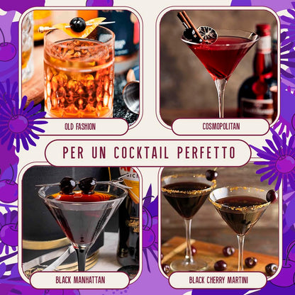 DELLABOUNA Amarena Cherries Jar Stems - Gourmet Italian Wild Cherry for Premium Cocktails Manhattans, Old Fashioned and Desserts. Rich Syrup. 400g Glass Jar (Pack of 1)