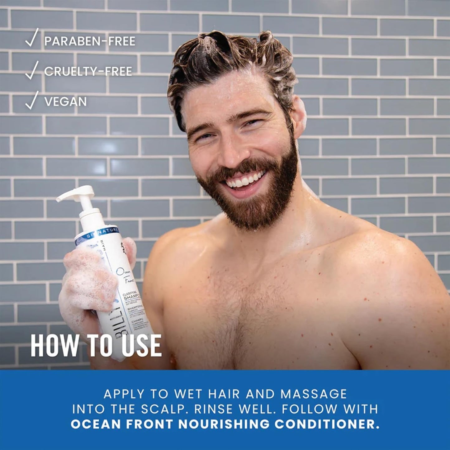 Billy Jealousy Ocean Front Clarifying Shampoo for Build Up, Excess Oil, Dirt, Product & Hard Water, Refreshing Oily Hair Shampoo for Men, Scalp Detox Unclogs Hair Follicles, Paraben-Free, 33.8 Fl Oz