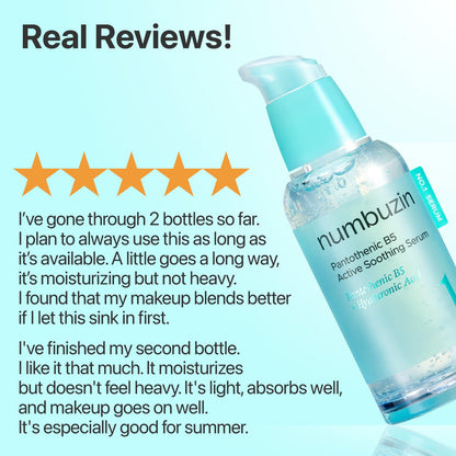 numbuzin No.1 Serum | Pantothenic B5 Active Soothing Serum | Soothing, Hydrating | Pantothenic Acid, Niacinamide | Excess Oil Control, Reduces Breakouts, Acne | Oily, Acne-Prone Skin | 1.69 fl. oz.