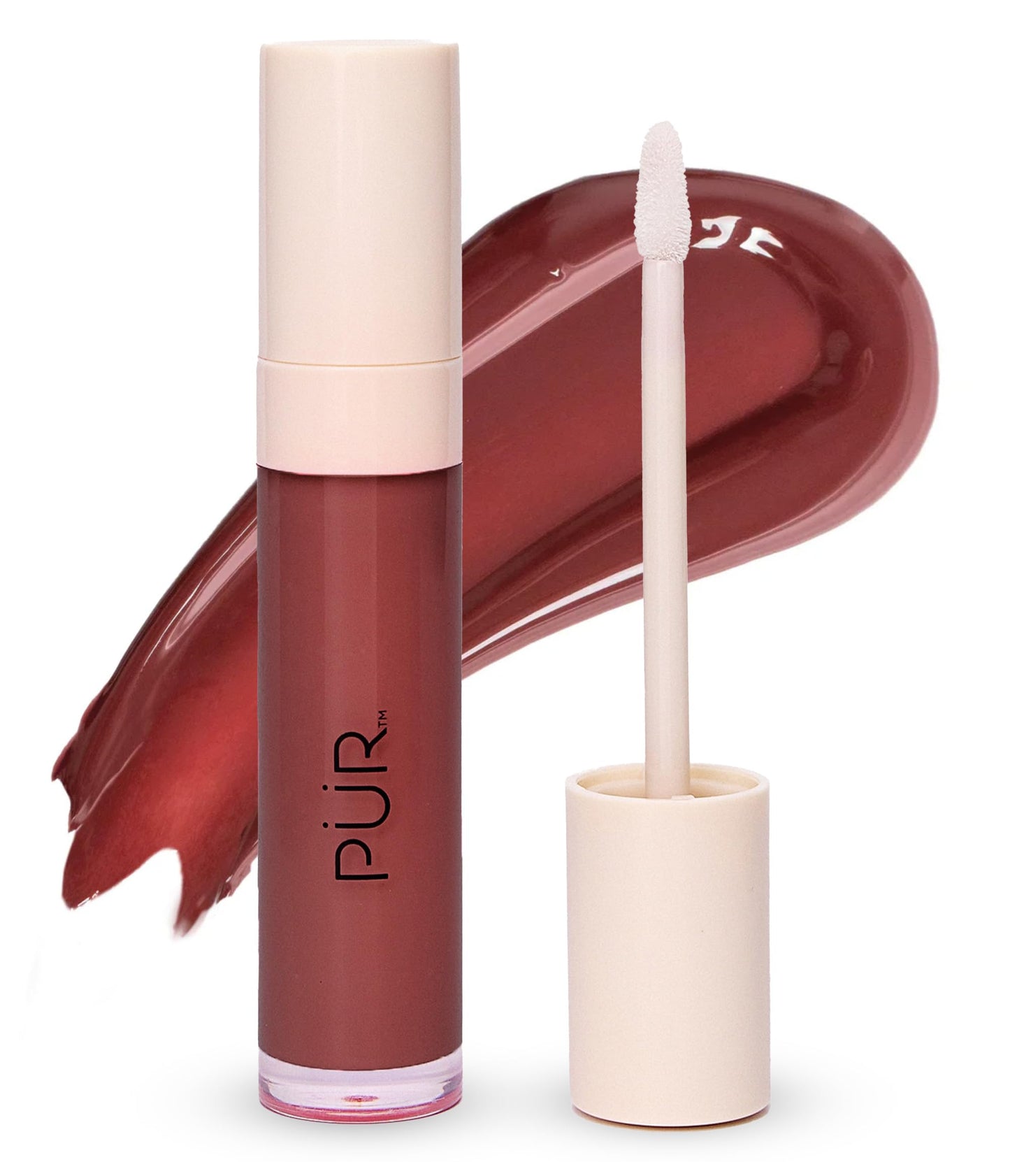 PÜR MINERALS Glossy Lip Tint, Plumping Tinted Lip Oil - Hydrate & Plumps with Buildable, Non-Sticky & High Shine Formula - Jajoba Oil, Vitamin E & Pomegranate Extract