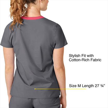 WonderWink Women's Wonderflex Verity Scrub Top, Pewter, Small