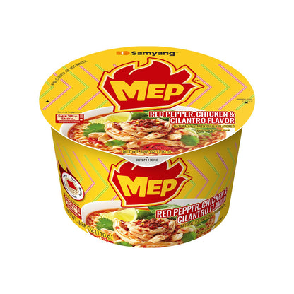 Samyang MEP Chicken Cilantro Ramen, Spicy Korean Instant Bowl Noodle Soup, Savory Bone Broth Ramyeon, Lime Freshness, 3.88 oz (Pack of 6 Bowls)