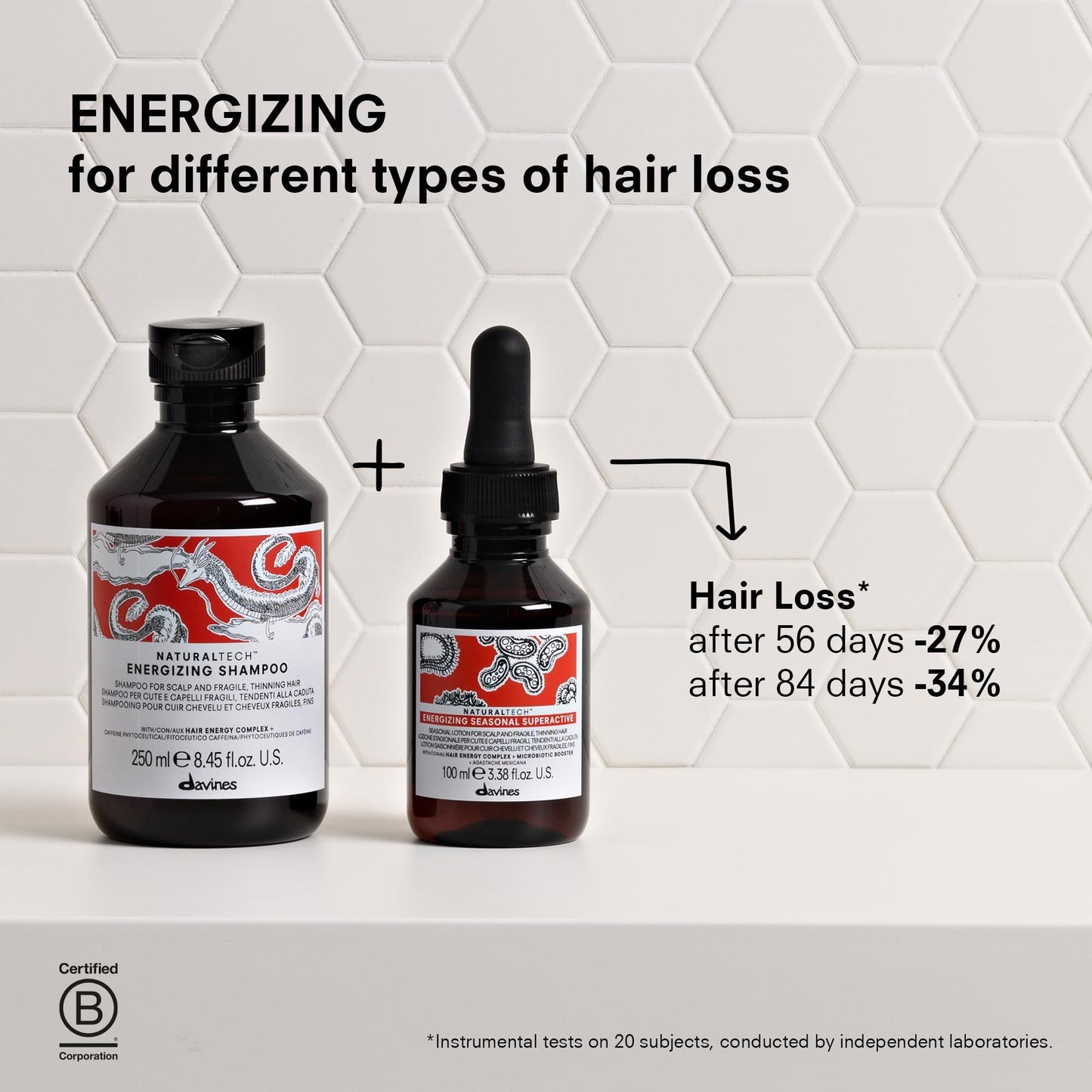 Davines Naturaltech Energizing Seasonal Superactive, Stimulating & Fortifying for Thinning Hair & Hair Loss - With Caffeine Phytoceuticals - For Seasonal Shedding, Travel Size, 3.38 Fl Oz