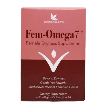 SeabuckWonders Organic Fem-Omega7 Vaginal Moisture Support Softgels, 60 Count, 30 Day Supply, Sea Buckthorn Oil Vaginal Moisturizer, Supports Female Dryness, Feminine Care