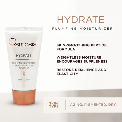 OSMOSIS HYDRATE Plumping Facial Moisturizer with Shea Butter, Skin-Soothing and Firming for Aging, Pigmented, Sensitive, Dry, and Irritated Skin, 1.69 Fl Oz