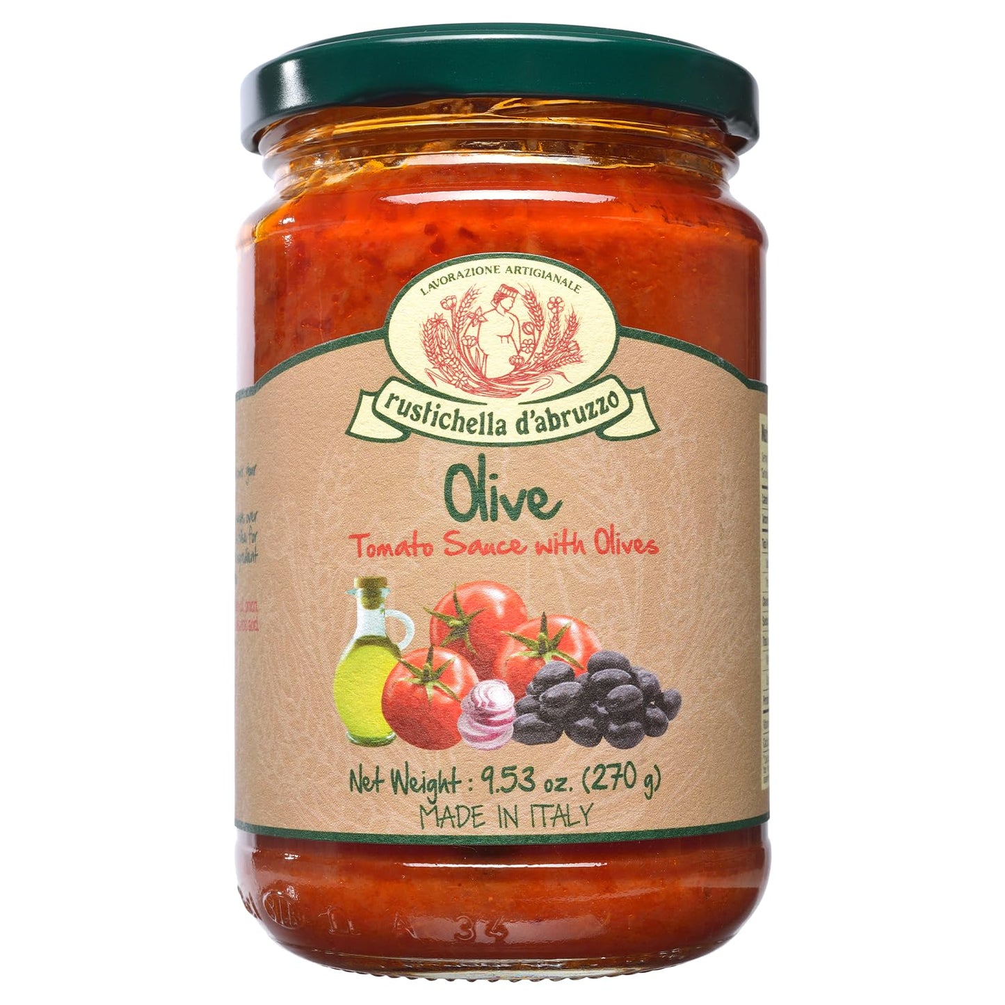 Rustichella d'Abruzzo Olive Pasta Sauce | Authentic Italian Recipe | Tomato Sauce with Leccino Olives | Perfect for Pasta, Pizza, Spaghetti and More | Ready to Use | Made in Italy | (23.9 Fl Oz/ 680g)