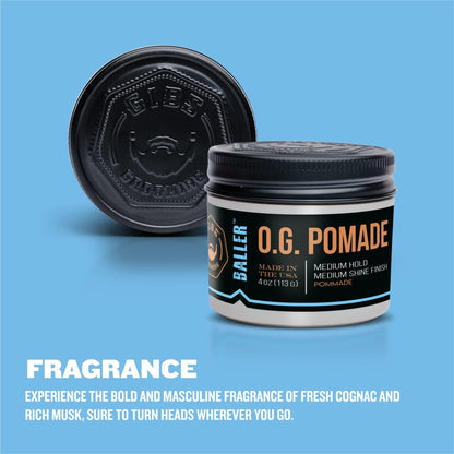 GIBS O.G. Baller Pomade, Flexible Hold and Medium Shine. Water based, Great for all Styles and Textures