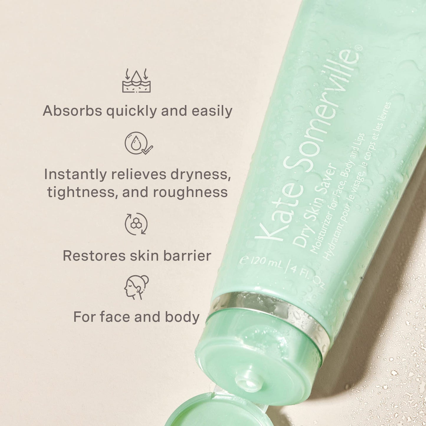 Kate Somerville Dry Skin Saver – Eczema Therapy Cream, Soothing, Hydrating Face and Body Lotion for Sensitive Skin, 4 Fl Oz