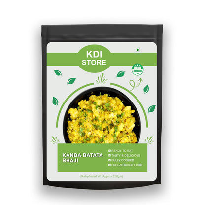 KDI Store Kanda Batata Bhaji, Ready to Eat Indian Spiced Potato Stir Fry, Freeze Dried Food, USDA Organic, 55g