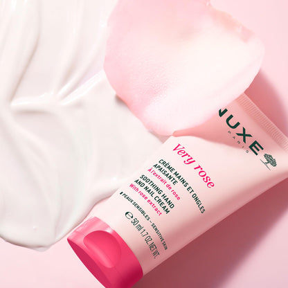 Nuxe Very Rose Hand and Nail Cream, Hydrating & Soothing Hand Moisturizer with Rose Oil Extract, Aloe Vera and Glycerin, 1.7 Fl Oz
