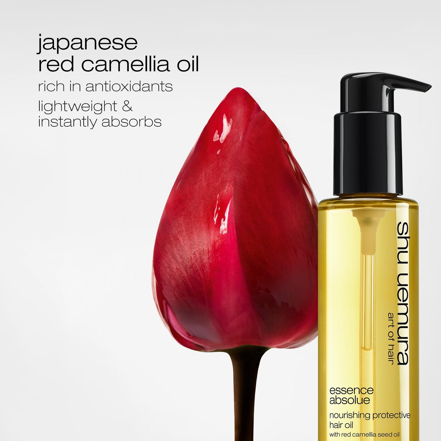 shu uemura art of hair Essence Absolue Nourishing Protective Hair Oil - Lightweight Multi-Benefit, Hydrates, Adds Shine, and Reduces Frizz with Heat Protection, With Japanese Camellia Oil