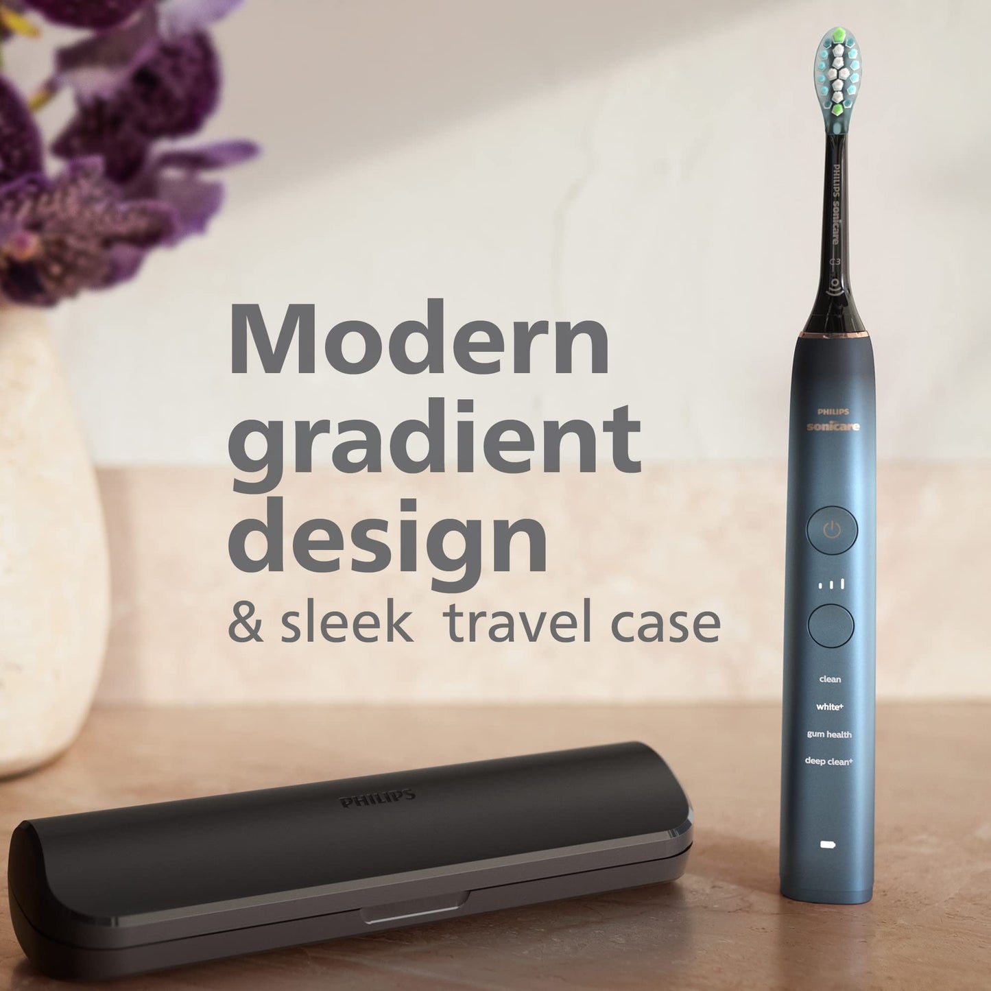 Philips Sonicare DiamondClean 9000 Electric Toothbrush - Sonic Toothbrush with App, Pressure Sensor, 12 Brushing Settings, Replacement Reminder, Charging Stand, Travel Case, Aquamarine, HX9911/92
