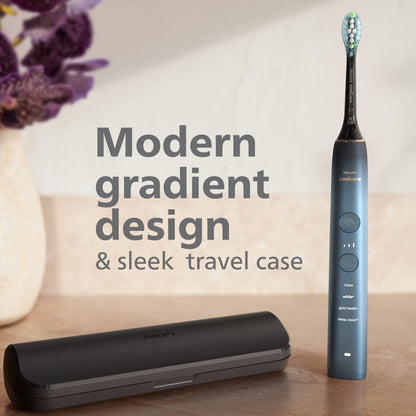 Philips Sonicare DiamondClean 9000 Electric Toothbrush - Sonic Toothbrush with App, Pressure Sensor, 12 Brushing Settings, Replacement Reminder, Charging Stand, Travel Case, Aquamarine, HX9911/92