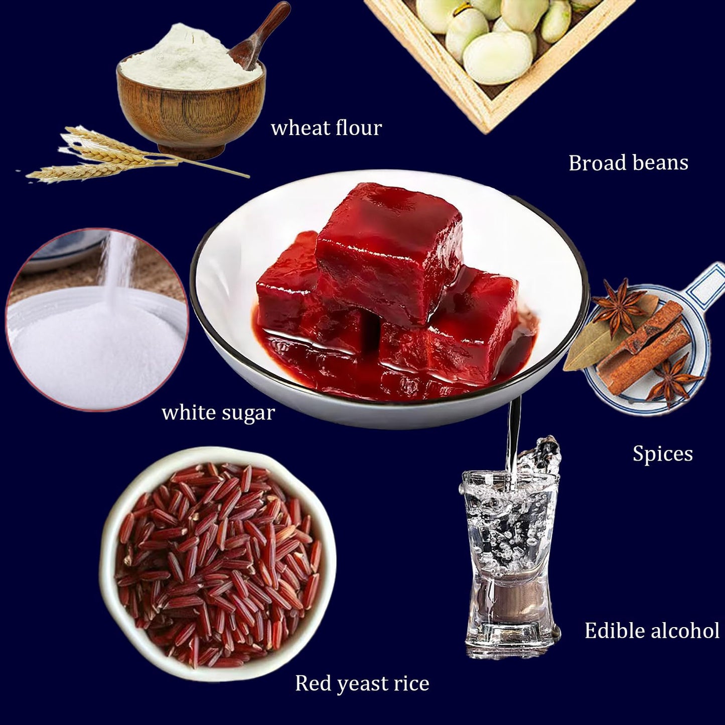 Red Fermented bean curd, Healthy, Convenient for Hot Pot, Stir-fry, Noodles, Porridge - 340g Glass Jar (11.99oz)