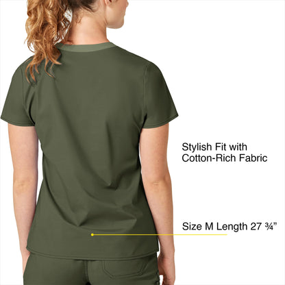 WonderWink Womens Verity V-Neck Top Medical Scrubs Shirt, Forest Green, Small US