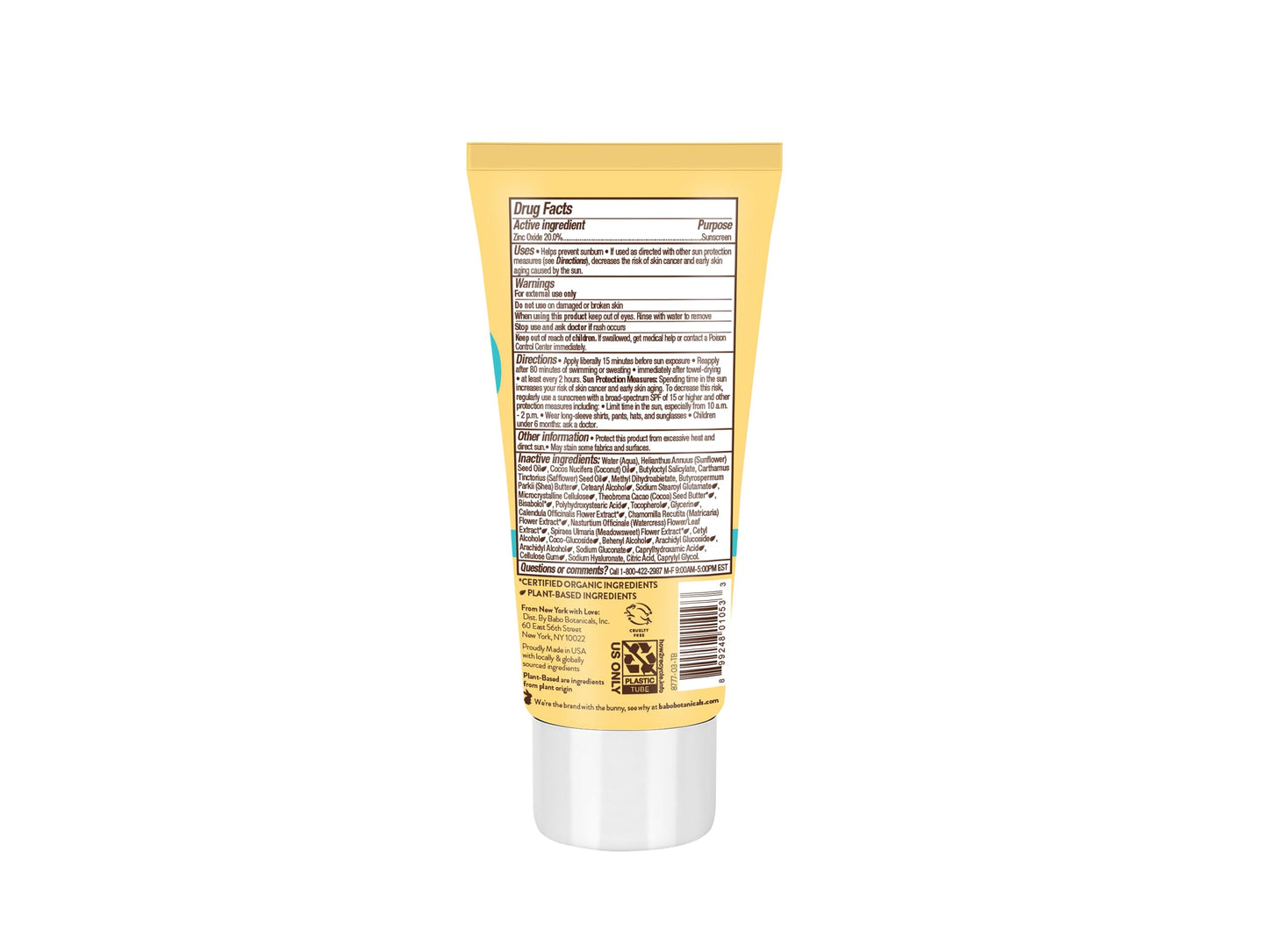 Babo Botanicals Sheer Mineral Sunscreen Lotion SPF 50 with 100% Mineral Active Ingredients for Babies, Kids or Extra Sensitive Skin, Lightweight, Water Resistant & Fragrance Free, Multicolor, Unscented, 3 Fl Oz