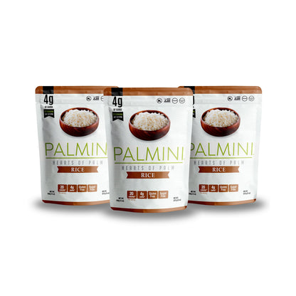 Palmini Rice | Low-Carb, Low-Calorie Hearts of Palm Rice | Keto, Gluten Free, Vegan, Non-GMO, Healthy | As seen on Shark Tank | (12 Ounces Pouches - Pack of 3)