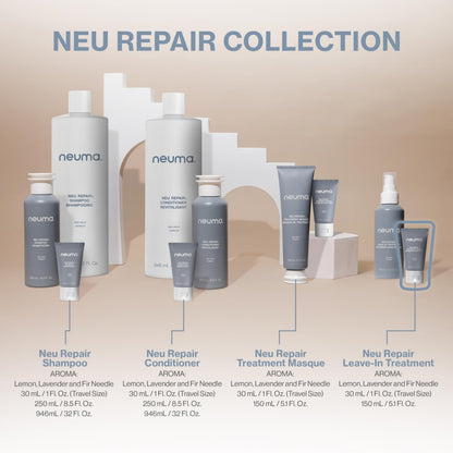 Neuma Neu Repair Leave In Hair Treatment Travel Size Hair Repair Treatment for Damaged Hair - Smooths, Conditions, Shields, Softens, Protects, Strengthens, Lemon, Lavender & Fir Needle Scent