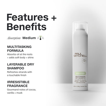 Paul Mitchell Multitasking Dry Shampoo, Refreshes + Adds Body, For All Hair Types