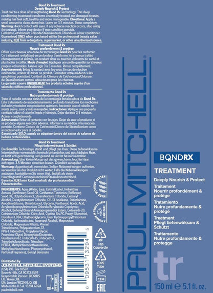 Paul Mitchell Bond Rx Treatment, Deeply Nourishes + Protects, For Chemically Treated + Damaged Hair