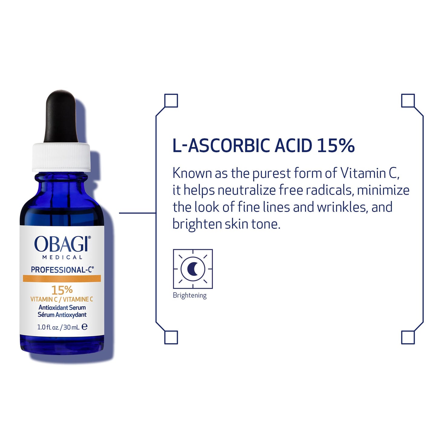Obagi Medical Professional-C 15% Vitamin C Serum - Helps Brighten Skin Tone and Minimize the Appearance of Fine Lines & Wrinkles - 1 oz