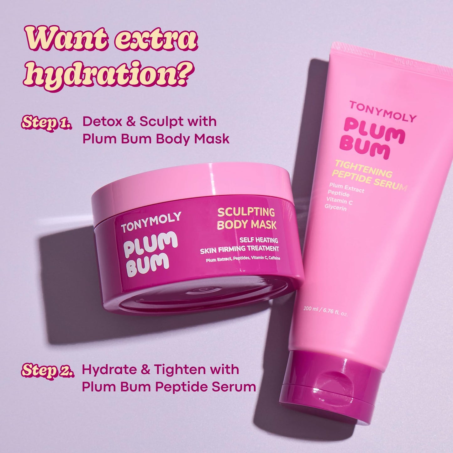 TONYMOLY Plum Bum Self-Sculpting Body Mask – Firming & Smoothing Treatment for Soft, Even-Toned Skin, Boosts Circulation & Texture Improvement, Clinically Tested
