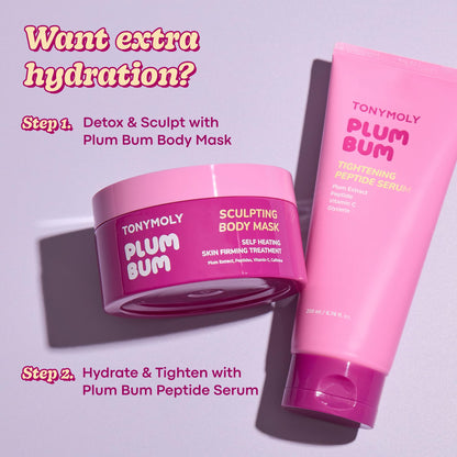 TONYMOLY Plum Bum Self-Sculpting Body Mask – Firming & Smoothing Treatment for Soft, Even-Toned Skin, Boosts Circulation & Texture Improvement, Clinically Tested