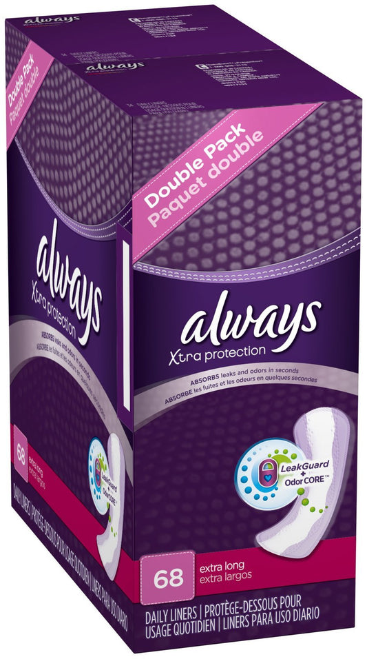 Always Driliners Pantiliners Extra Long Unscented for Sizes 14+