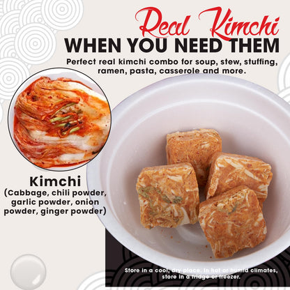 24 Pack of 0.35oz Dehydrated Dried Kimchi Block Addung Ramen Toppers Korean Flavor Soup, Fried rice 동결건조김치 (24 Pack of 0.35oz)