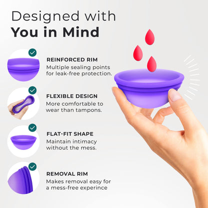 Reusable Menstrual Disc - Set of 2 Soft Period Discs for Women - Flexible, Leak-Proof, Medical-Grade Silicone Menstrual Cup for Comfortable, Eco-Friendly, Long-Lasting Protection (2 Large)