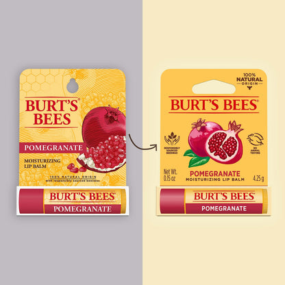 Burt'S Bees 100% Natural Moisturizing Lip Balm, Pomegranate With Beeswax And Fruit Extracts, 0.15 Ounce