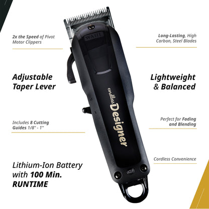 Wahl Professional Cordless Designer Clipper, Powerful Rotary Motor, Lithium-Ion Battery with 100-Minute Run Time