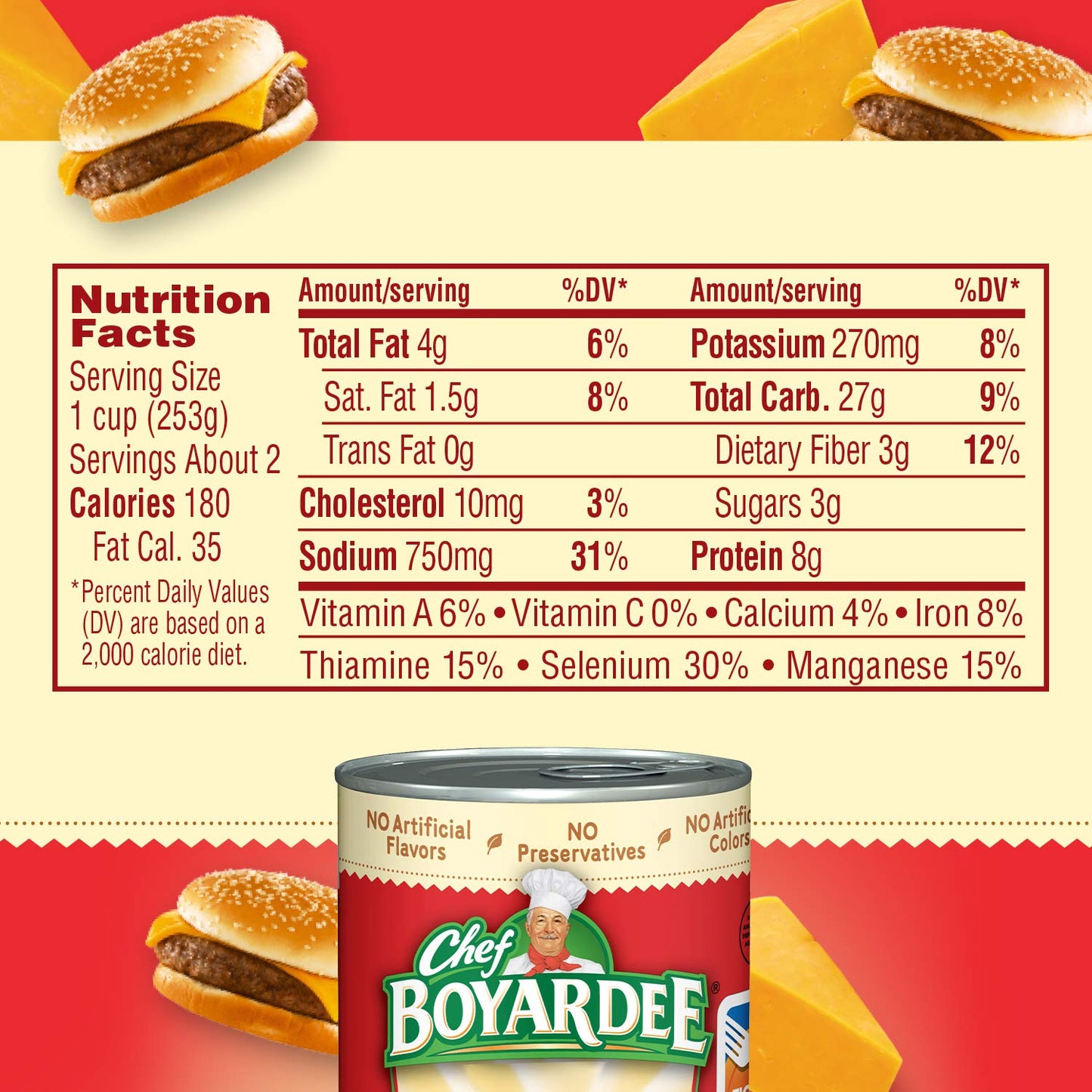 Chef Boyardee Cheesy Burger Macaroni, Canned Food, 15 OZ Can (12 Cans)