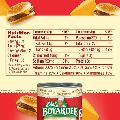 Chef Boyardee Cheesy Burger Macaroni, Canned Food, 15 OZ Can (12 Cans)