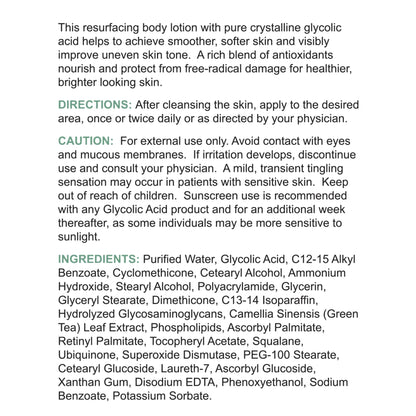 Replenix Glycolic Acid 15% Resurfacing Body Lotion, Medical-Grade Brightening & Hydrating Exfoliating Cream for Skin Discoloration & Rough Texture (6.7 fl. oz)