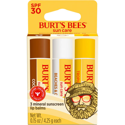 Burt's Bees Easter Basket Stuffers, Lip Balm Party Pack - Birthday Cake, Waffle Cone, Strawberry Shortcake, Cookies & Cream, All Day Moisturizer, Natural Origin Lip Treatment, 4 Tubes, 0.15 oz.